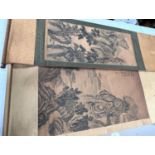 2 Chinese scroll paintings on silk 19th century or later both depicting traditional mountain scene