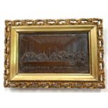 A miniature bronze plaque:  19th century depiction of the Last Supper, 8.5 x 14cm, gilt framed