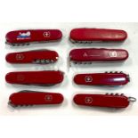 7 Swiss Army type pocket knives