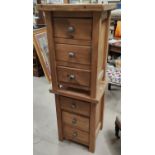 A pair of modern pine country style three height chests/bedside cabinets height 67 x42 x46cm
