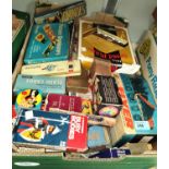 Two sets of vintage roller-skates; a selection of 1960's/70's children's card and other games,