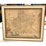 An 18th century map of Poland & Lithuania, framed and glazed
