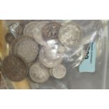 A selection of GB and foreign silver coins including a 1925 Peace Dollar, 2 x 1935 crowns and a 1937