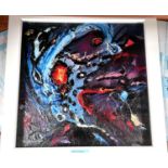 David Wilde - Northern Artist - abstract oil painting "Storm Western Isles" framed and glazed, 30