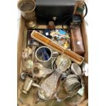 A selection of silver plate; coins; decorative items