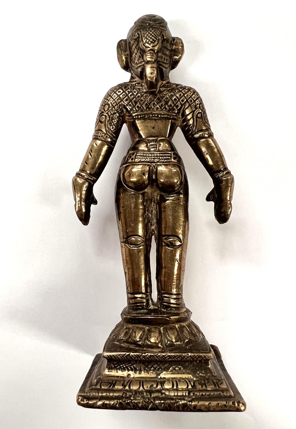 A bronze Hindu statue of female with incised decoration height 16cm - Image 2 of 3