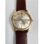 A circa 1960s Omega C-Master with gilt case, swiss made movement, date aperture on later strap