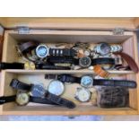 A selection of wrist and pocket watches; watch movements; etc.