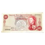 An Isle of Man 10/- banknote, 1961.