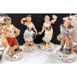A matched set of Royal Crown Derby bone china figures, the four seasons, 2 with matt finish, 2