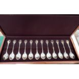 A cased "RSPB" bird teaspoon set hallmarked silver London, 12 in total with certificates, approx.