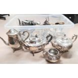 A selection of silver plated tea wares.