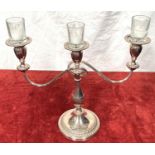 A Viner's EPNS candelabrum with 2 branches, 3 candle glasses, 30cm