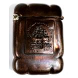 A commemorative vesta case made from copper from Foudroyant Nelson Flagship with plaque to front