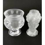 A Lalique 'Saint Cloud' vase with etched signature to base, height 11.5cm; a French Lalique style