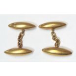 A pair of 18ct gold bullet shaped gents cufflinks, 7gm