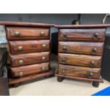 Two apprentice style miniature chests of 4 drawers