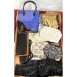 A late 19th/early 20th century beadwork purse and a selection of other vintage beadwork and other