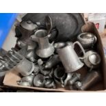 A good selection of pewter tankards, jugs, teaware etc