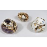Royal Crown Derby Paperweights: Sleeping Dormouse in two different patterns LIV, LIX and Country