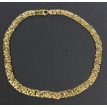 A 9ct gold fancy flat link neck chain, 52cm, 72.0 gm
