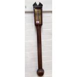 A Georgian style stick barometer in mahogany case, with exposed mercury column and brass scale, by J