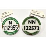 2 x 1960's bus conductor's badges