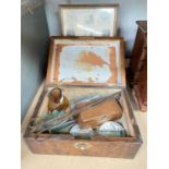A marquetry inlaid box; a metronome; other collectables; etc.