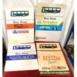 A selection of vintage bus stop signs