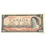 A Canadian 2 dollar banknote, 1954