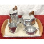 A mid 20th century 5 piece Picquot ware tea service including tray.