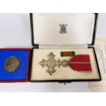 A military MBE with original box and certificate, citation from the King to Capt J B Wayne, King's