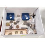 2 1977 silver proof crowns, cased; other GB decimal and pre-decimal coins, etc.