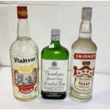 A litre bottle of Vladivar Vodka; a 70cl bottle of Smirnoff Vodka; a 75cl bottle of Gordons Gin