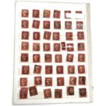 A collection of penny red stamps on 2 sheets