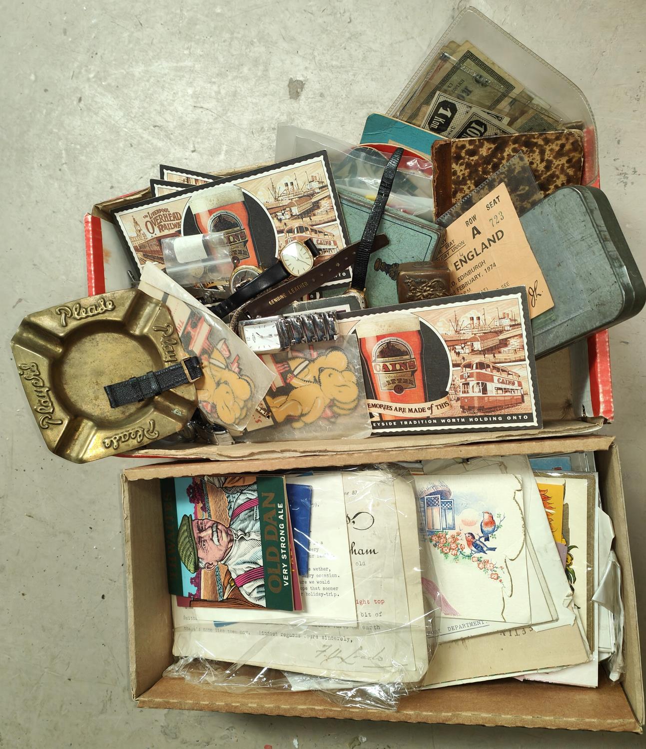 A quantity of ephemera including beermats, bottle labels etc. and other collectables.