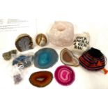 A selection of rock crystal specimens, polished/unpolished