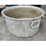 A very large vintage aluminium industrial cook pot, diameter 81cm