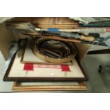 A convex mirror, shooting stick, boat, tapestry, 'bedtime story' picture etc