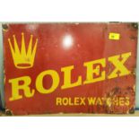ROLEX: a Rolex watches enamelled sign, 36 x 51cm (some damage and rust).