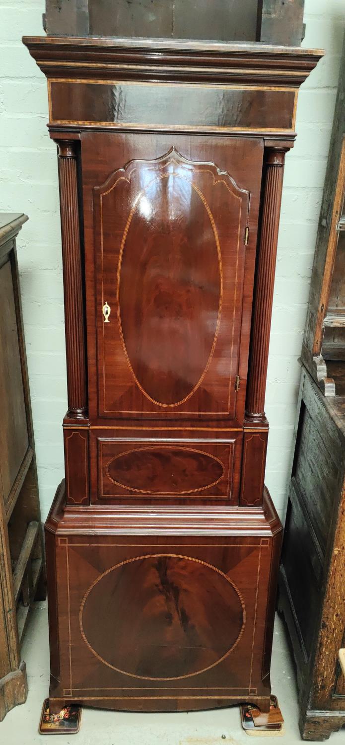 A late 18th century mahogany long case clock by Jno Walker, Liverpool with inlaid decoration, the - Image 2 of 8