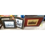 Four Lowry framed prints and four Hunting framed prints