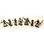 ZULU WARRIORS: Britains etc.  7 hand painted cast metal figures.