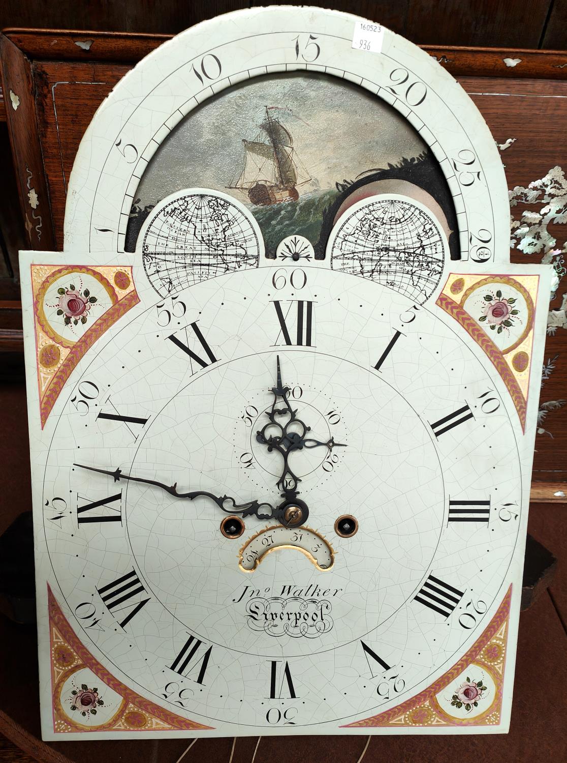 A late 18th century mahogany long case clock by Jno Walker, Liverpool with inlaid decoration, the - Image 3 of 8