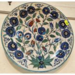 JOSEPH-THEODORE DECK (French 1823-1891) a large Iznik style faience charger blue floral decoration