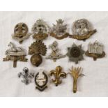 A collection of military cap badges Norfolk Regiment etc