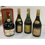 Two 70cl bottles of 'Napoleon 'Brandy; a litre bottle of Courvoisier Brandy; a 70cl bottle of VSOP