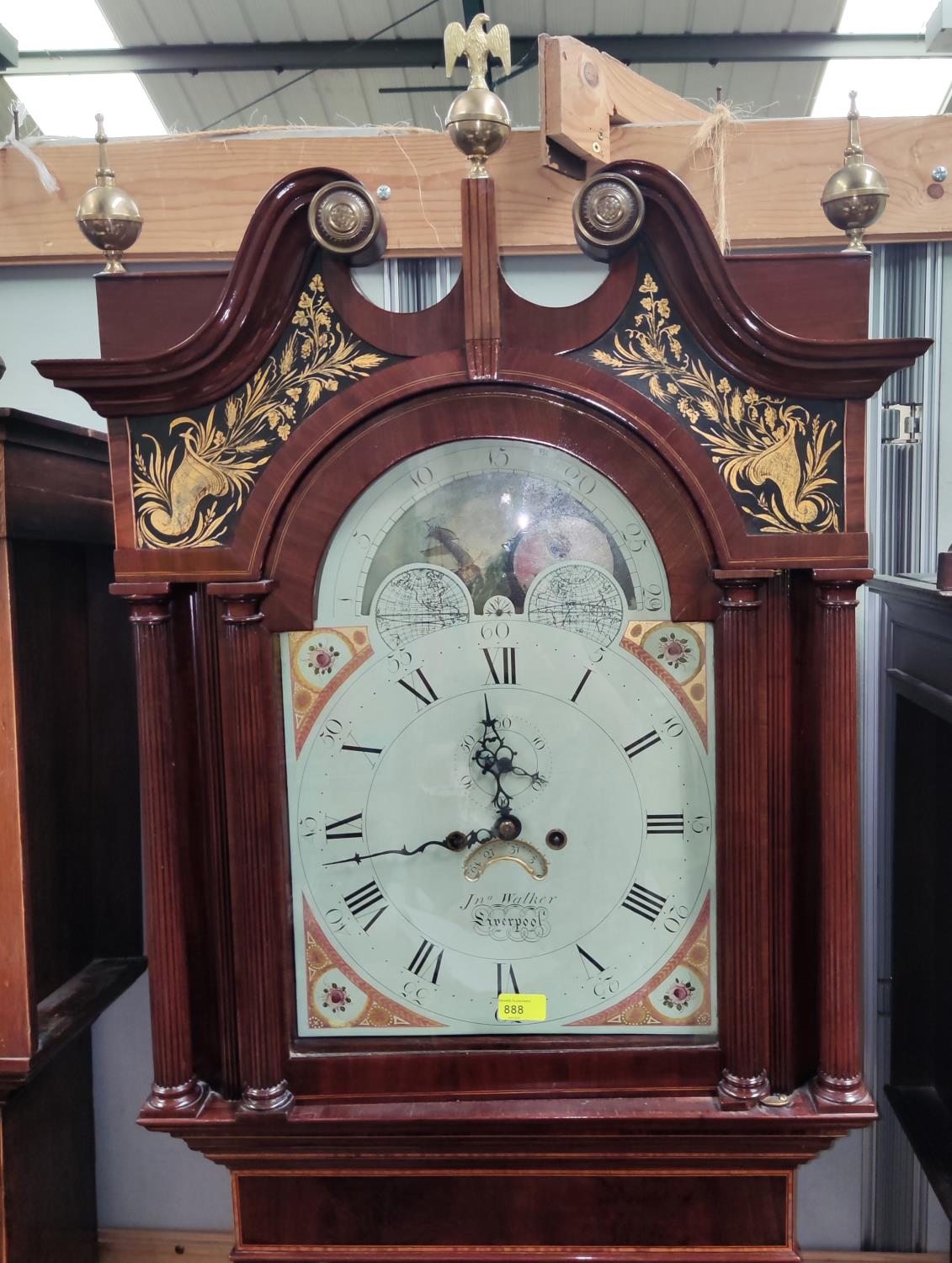 A late 18th century mahogany long case clock by Jno Walker, Liverpool with inlaid decoration, the - Image 8 of 8