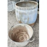 A vintage ribbed dolly tub and similar bucket