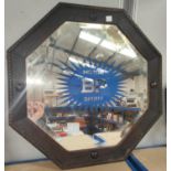 A Vintage oak octagonal framed advertising mirror BP Motor Spirit painted on